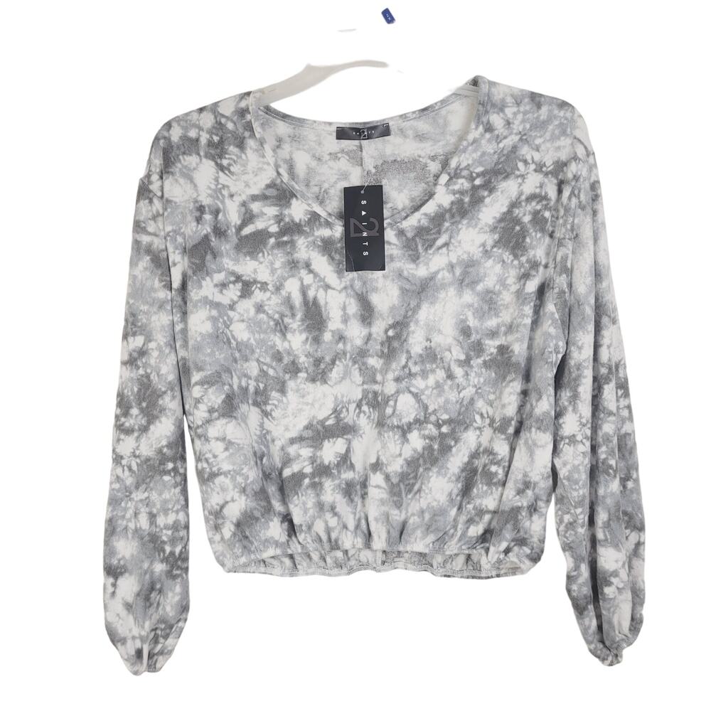 New 21 Saints grey tie dye super soft fleece cropped sweat shirt Size medium